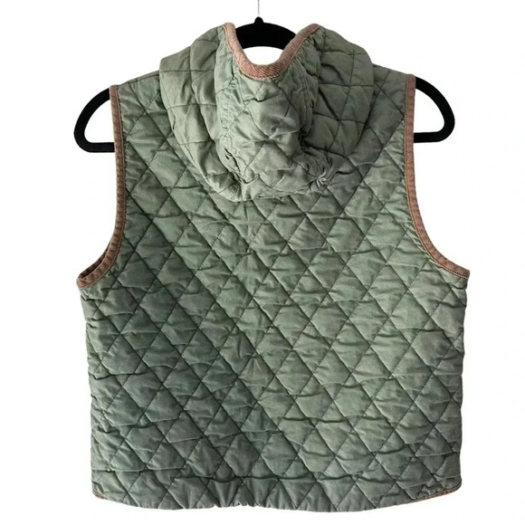 QUILTED COTTON BUTTON FRONT HOODED VEST LIKE NEW | SIZE: SMALL - Picture 6 of 9